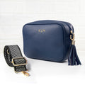 Personalised Personalised Vegan Leather Crossbody Bag in Navy