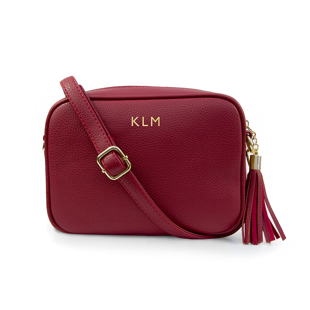Personalised Personalised Vegan Leather Crossbody Bag in Red