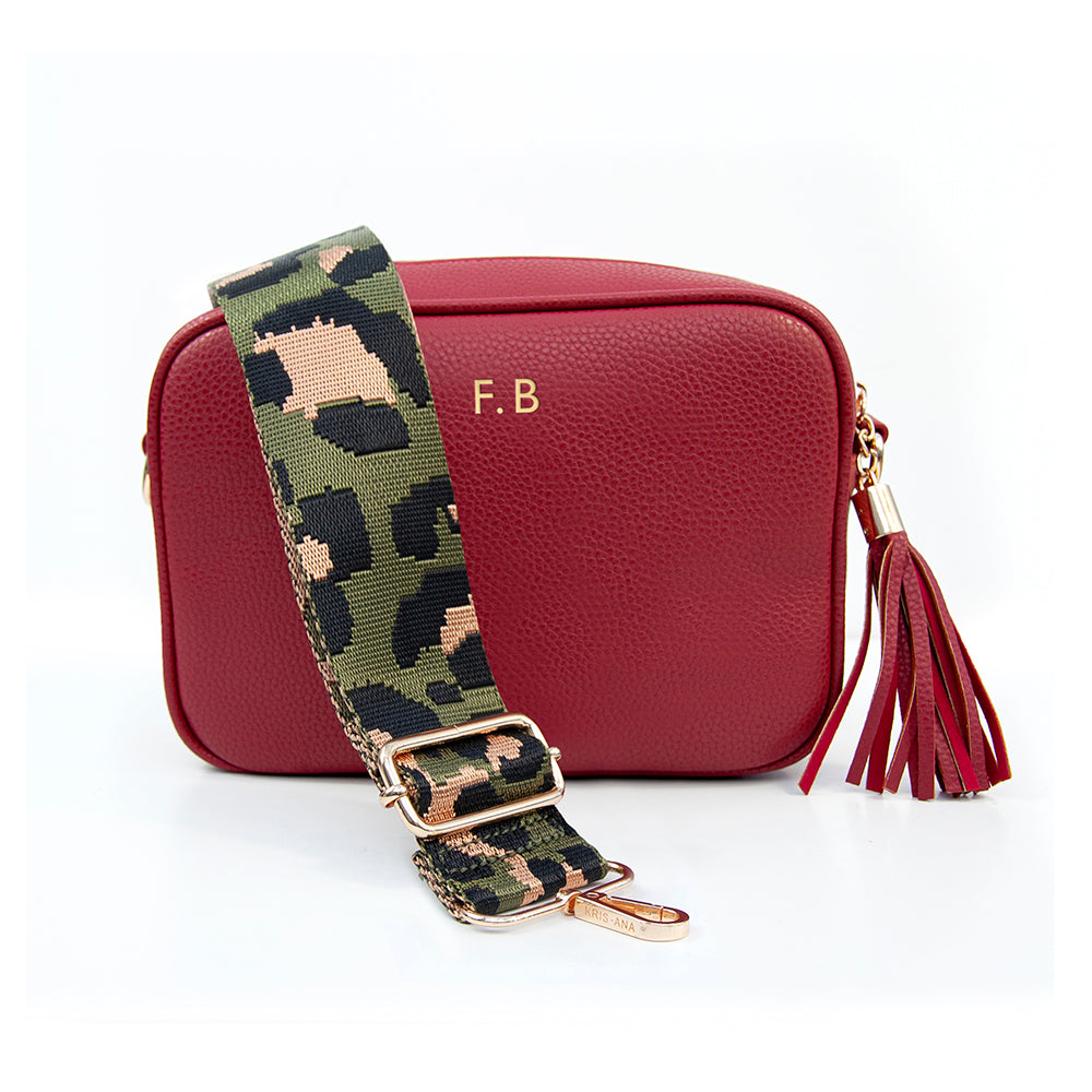 Personalised Personalised Vegan Leather Crossbody Bag in Red