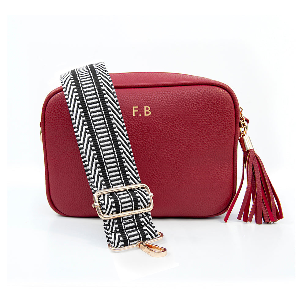 Personalised Personalised Vegan Leather Crossbody Bag in Red