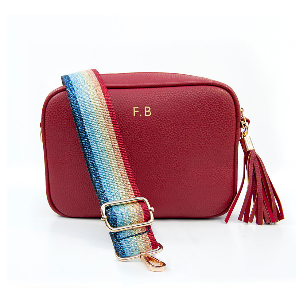 Personalised Personalised Vegan Leather Crossbody Bag in Red