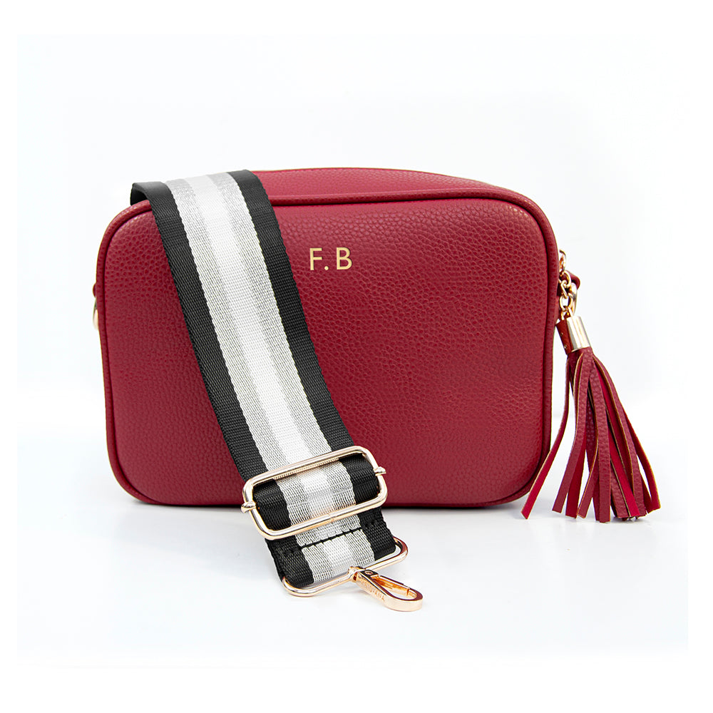 Personalised Personalised Vegan Leather Crossbody Bag in Red