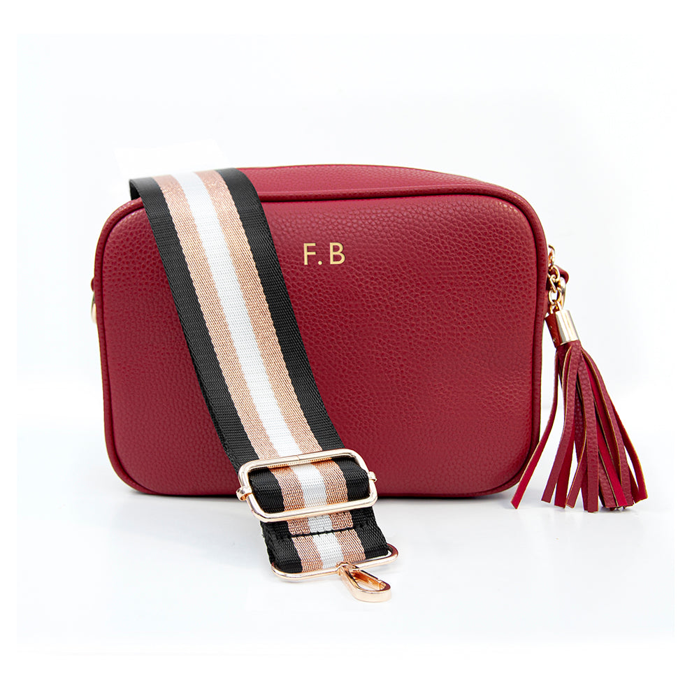 Personalised Personalised Vegan Leather Crossbody Bag in Red