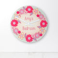 Personalised Vibrant Pink Flower Garland Wall Clock