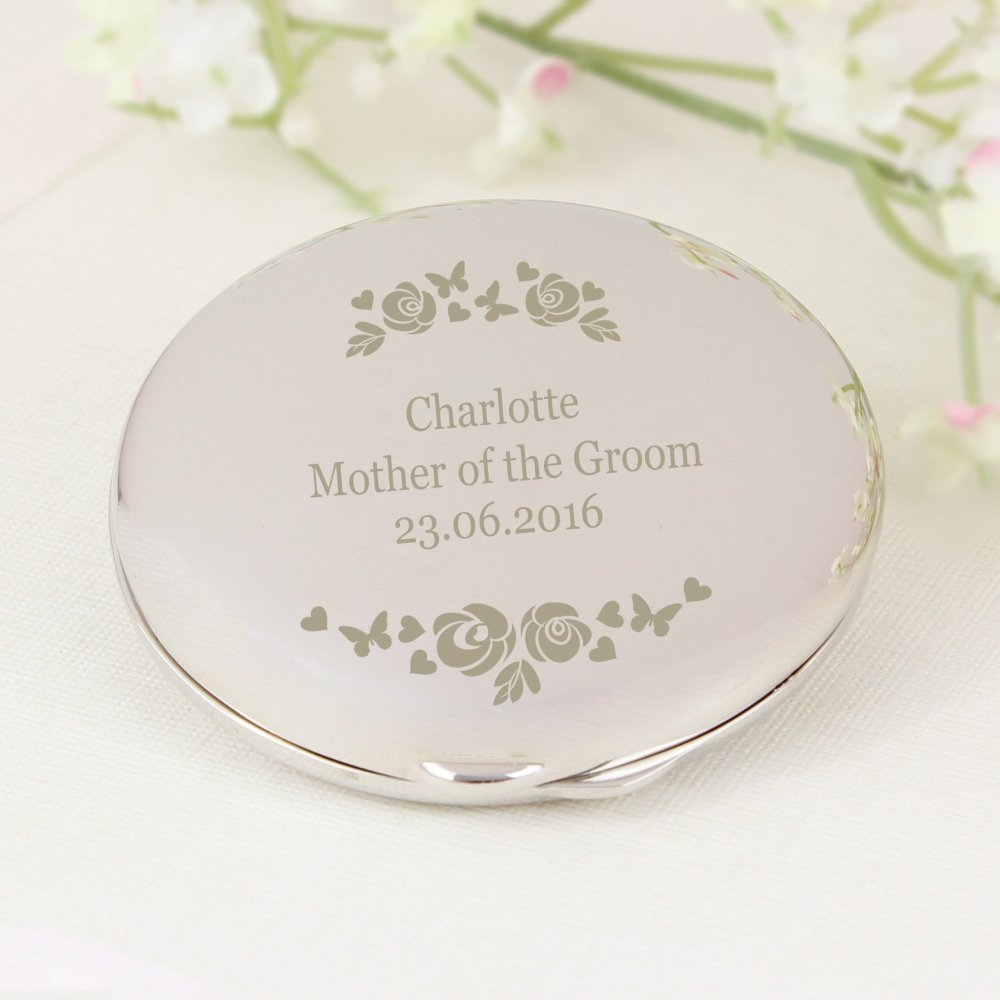 Personalised Vintage Rose Compact Mirror
