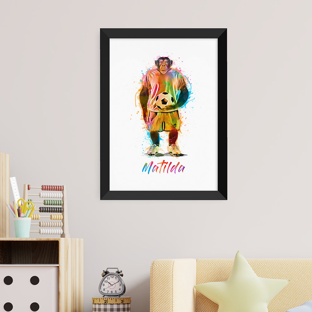 Personalised Personalised Watercolour Chimpanzee Football Print