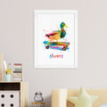 Personalised Personalised Watercolour Duck Skateboarding Print