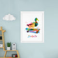 Personalised Personalised Watercolour Duck Skateboarding Print