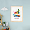 Personalised Personalised Watercolour Duck Skateboarding Print