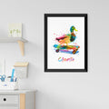 Personalised Personalised Watercolour Duck Skateboarding Print