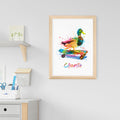 Personalised Personalised Watercolour Duck Skateboarding Print