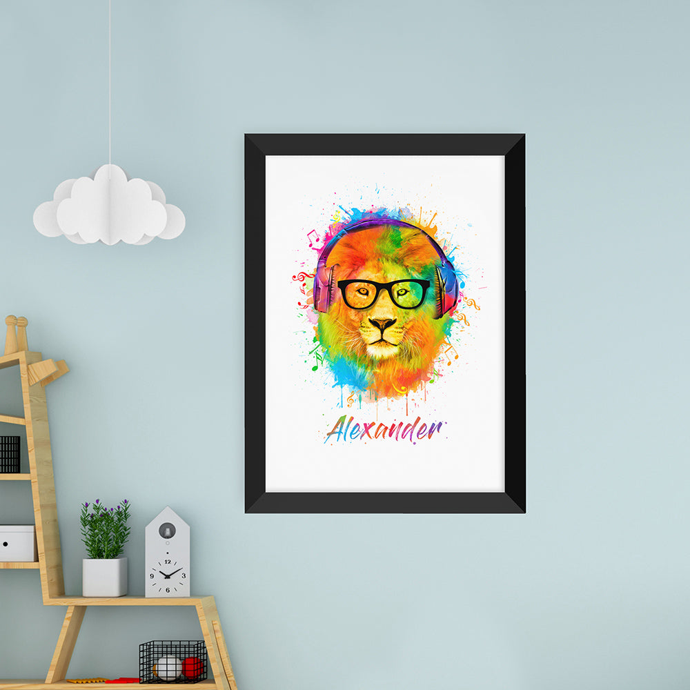 Personalised Personalised Watercolour Lion Wild Side Musical Print