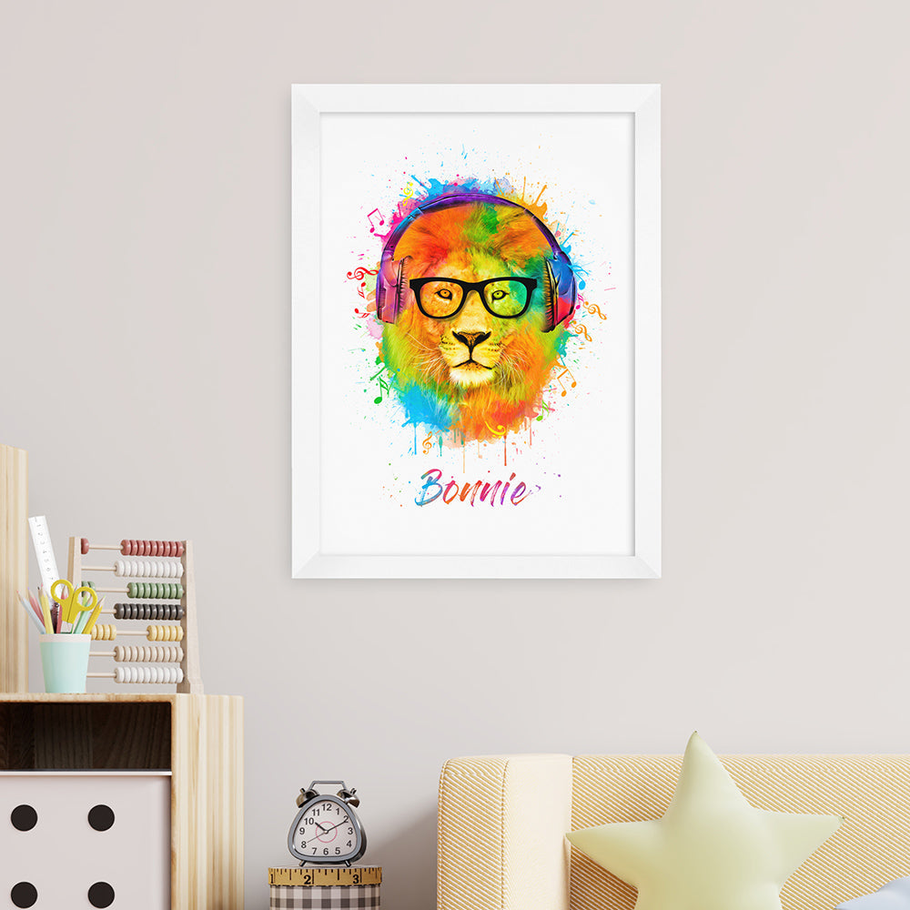 Personalised Personalised Watercolour Lion Wild Side Musical Print