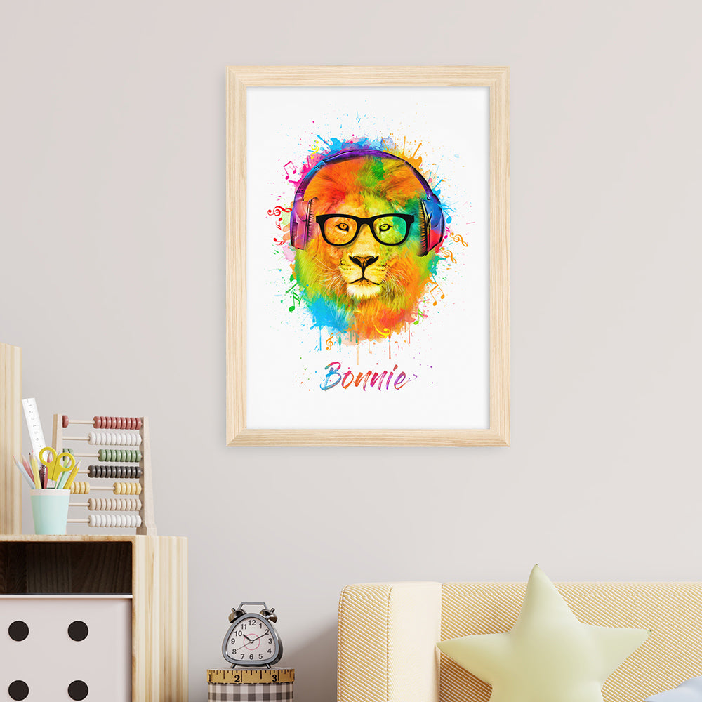 Personalised Personalised Watercolour Lion Wild Side Musical Print