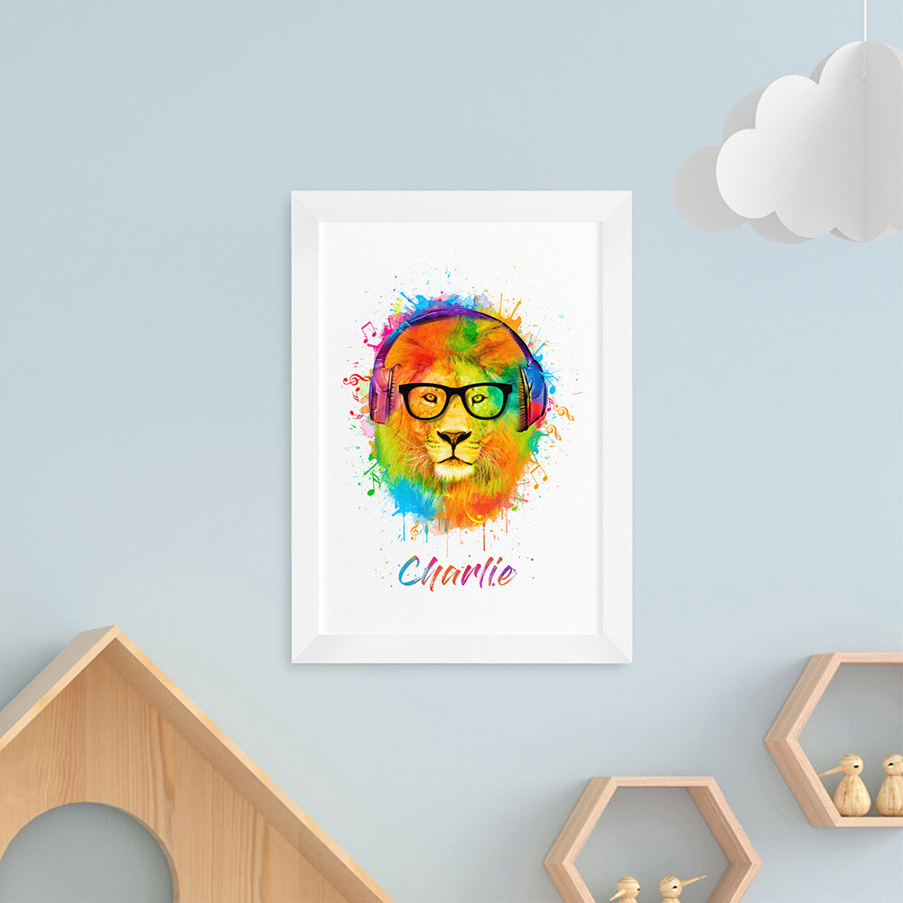 Personalised Personalised Watercolour Lion Wild Side Musical Print