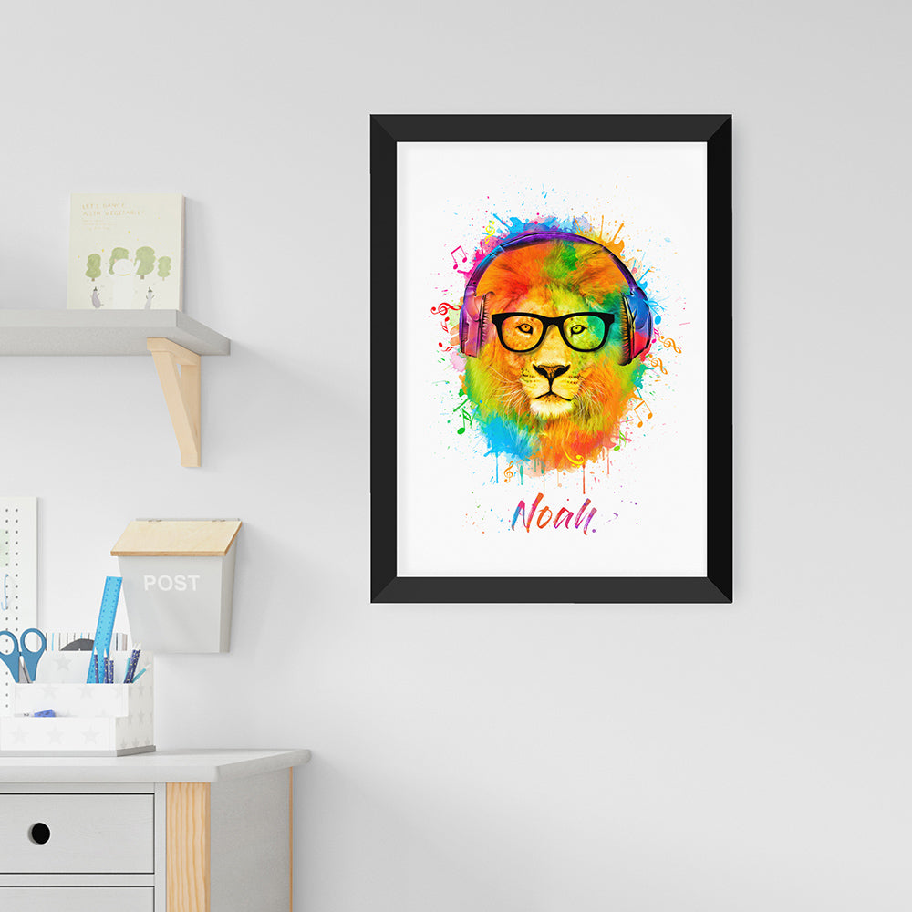 Personalised Personalised Watercolour Lion Wild Side Musical Print