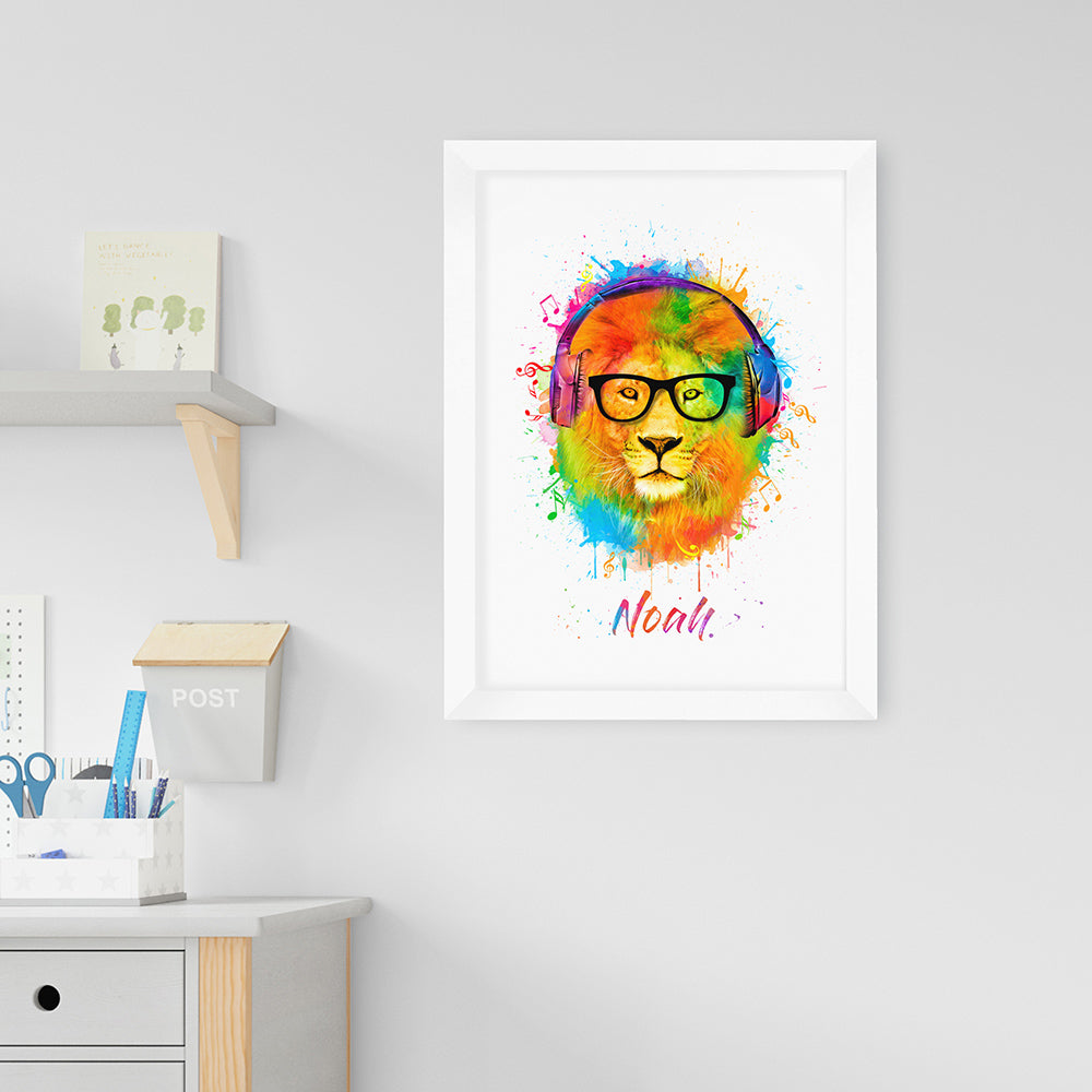 Personalised Personalised Watercolour Lion Wild Side Musical Print