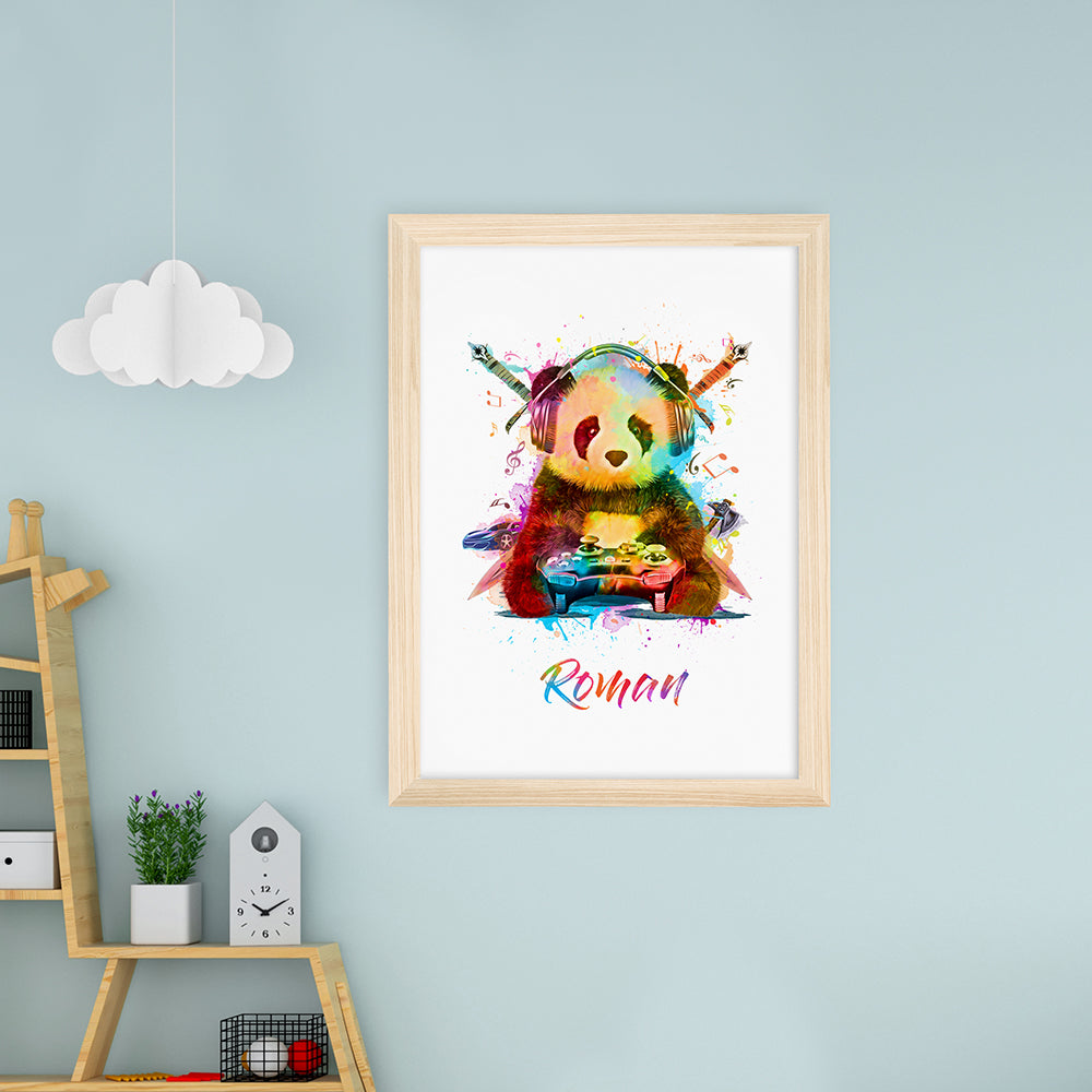 Personalised Personalised Watercolour Panda Gaming Print