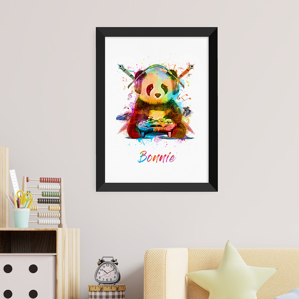 Personalised Personalised Watercolour Panda Gaming Print