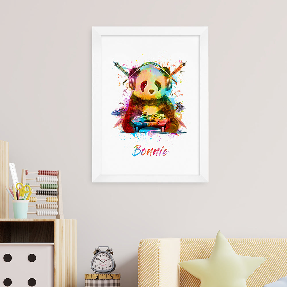 Personalised Personalised Watercolour Panda Gaming Print