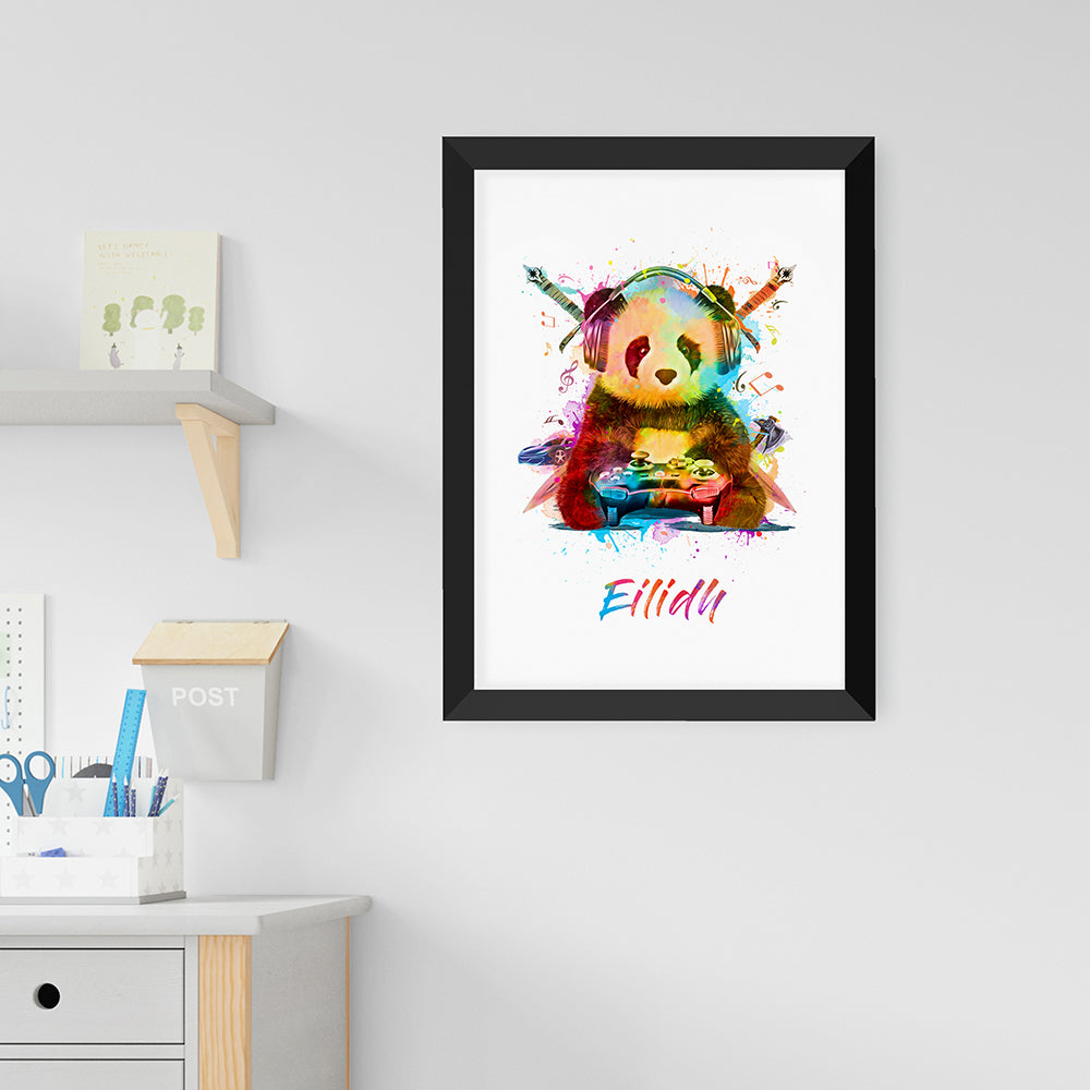 Personalised Personalised Watercolour Panda Gaming Print
