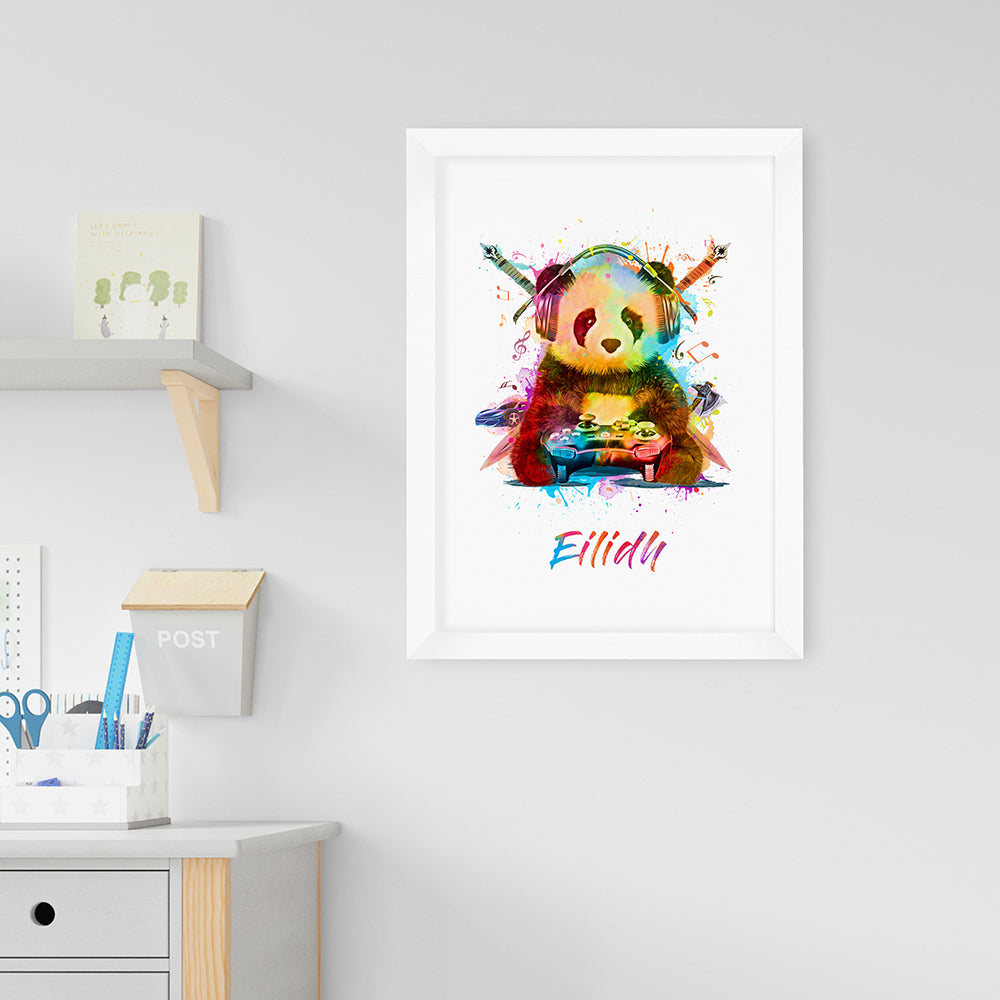 Personalised Personalised Watercolour Panda Gaming Print