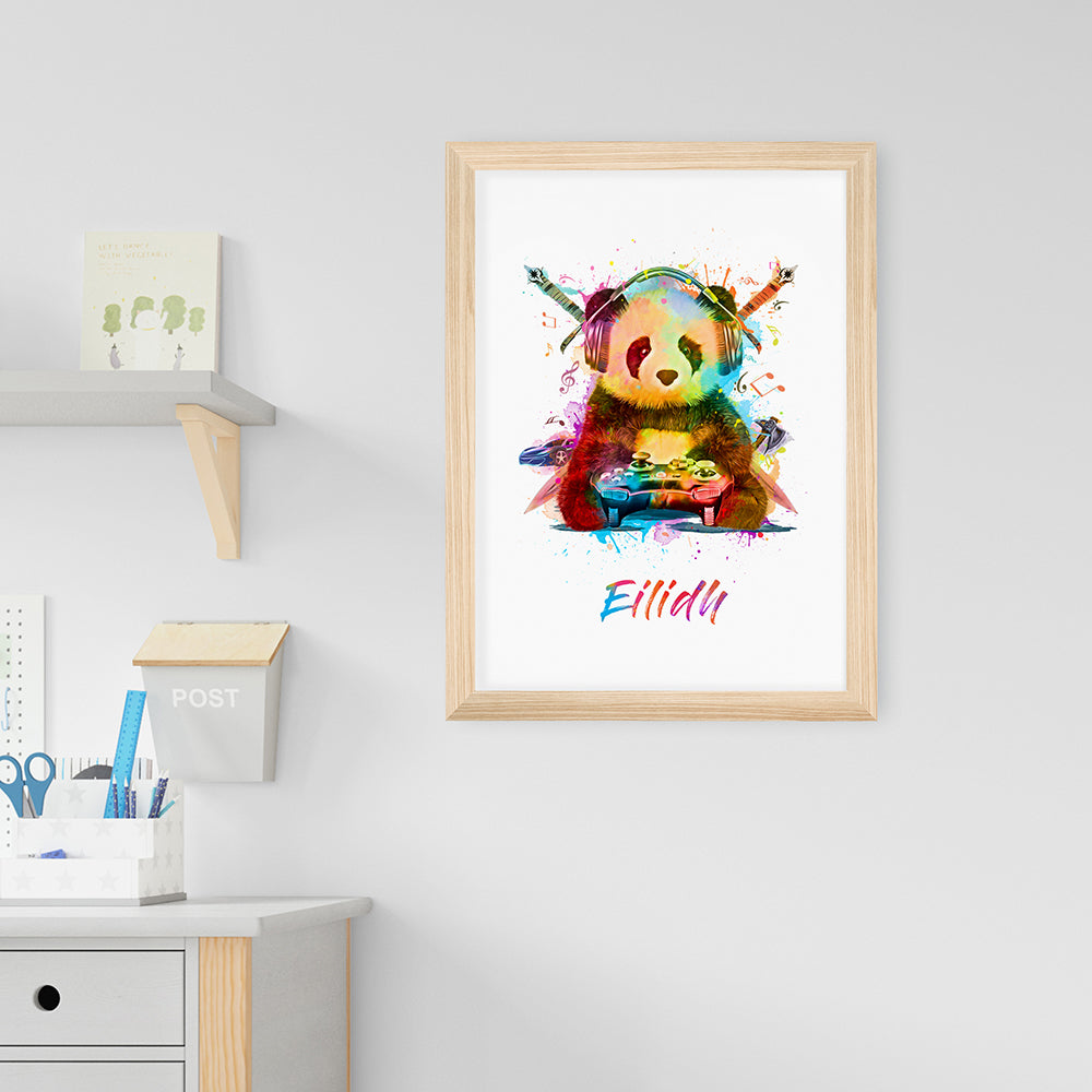 Personalised Personalised Watercolour Panda Gaming Print