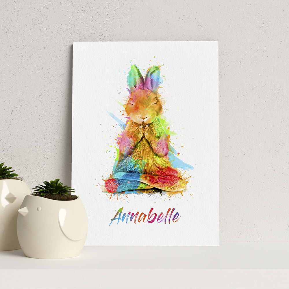 Personalised Personalised Watercolour Rabbit Meditation Print