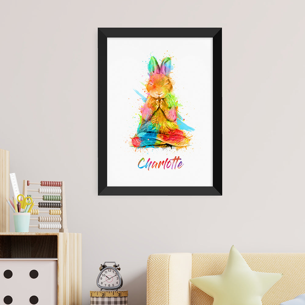 Personalised Personalised Watercolour Rabbit Meditation Print