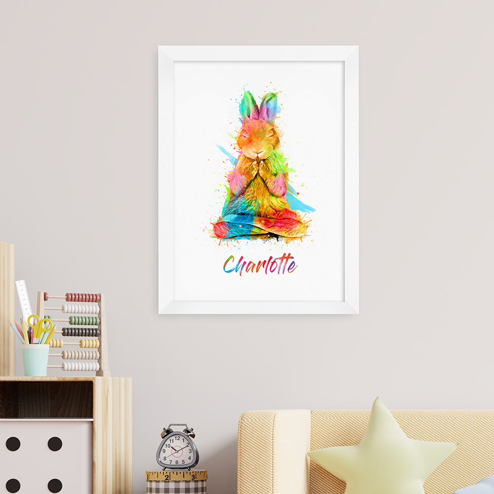Personalised Personalised Watercolour Rabbit Meditation Print