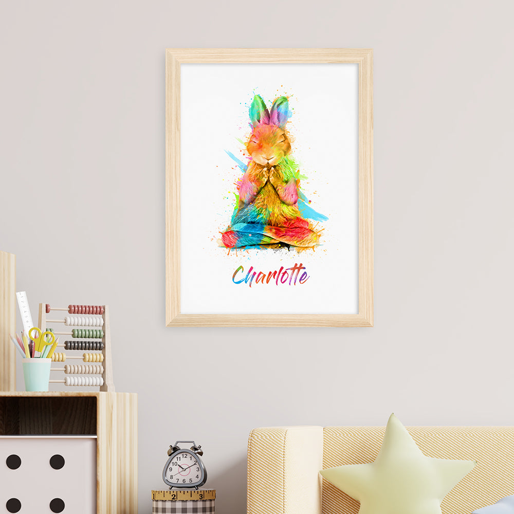 Personalised Personalised Watercolour Rabbit Meditation Print