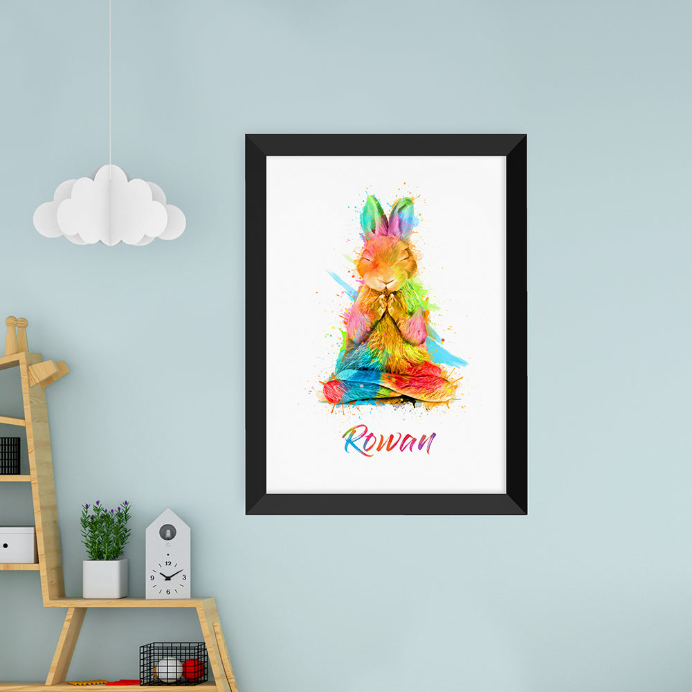 Personalised Personalised Watercolour Rabbit Meditation Print