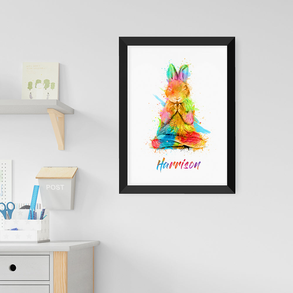 Personalised Personalised Watercolour Rabbit Meditation Print