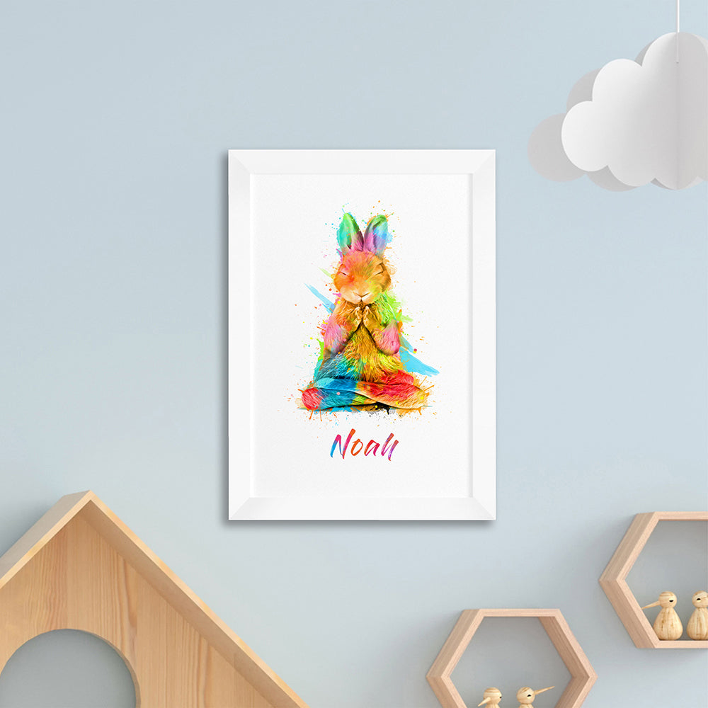 Personalised Personalised Watercolour Rabbit Meditation Print