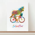 Personalised Personalised Watercolour Zebra Cycling Print