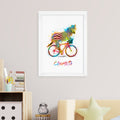 Personalised Personalised Watercolour Zebra Cycling Print