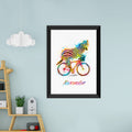 Personalised Personalised Watercolour Zebra Cycling Print