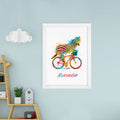 Personalised Personalised Watercolour Zebra Cycling Print