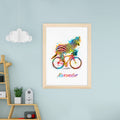 Personalised Personalised Watercolour Zebra Cycling Print