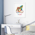 Personalised Personalised Watercolour Zebra Cycling Print