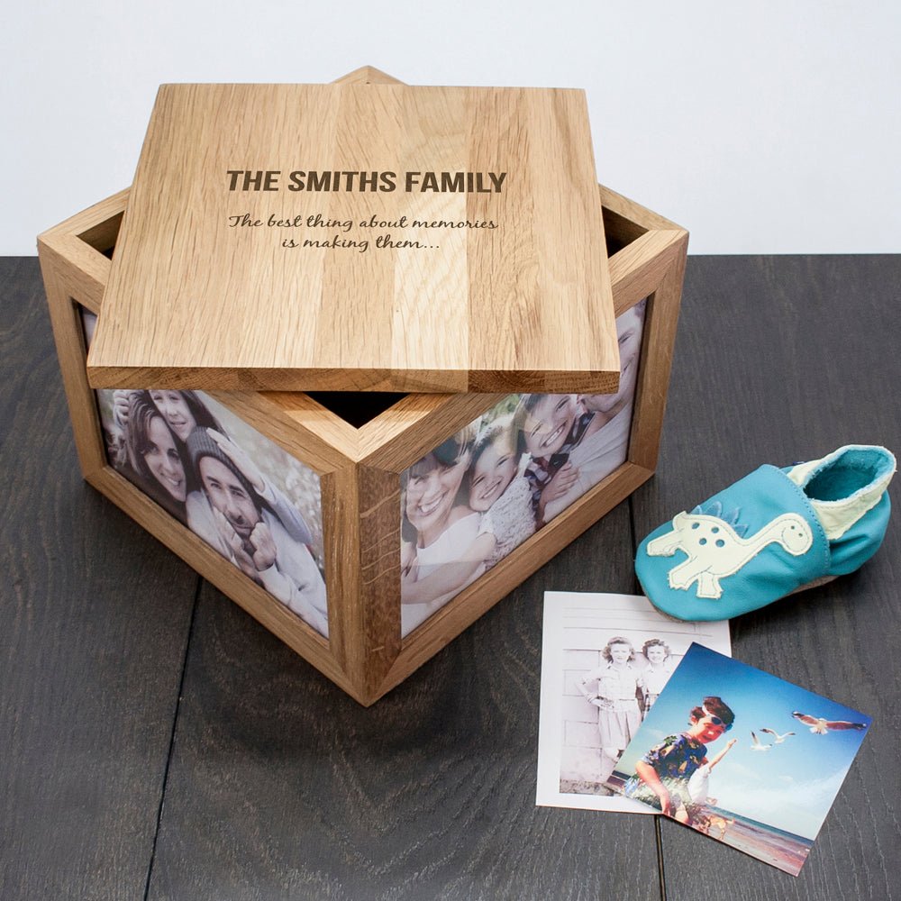 Personalised We Are Family Oak Photo Keepsake Box