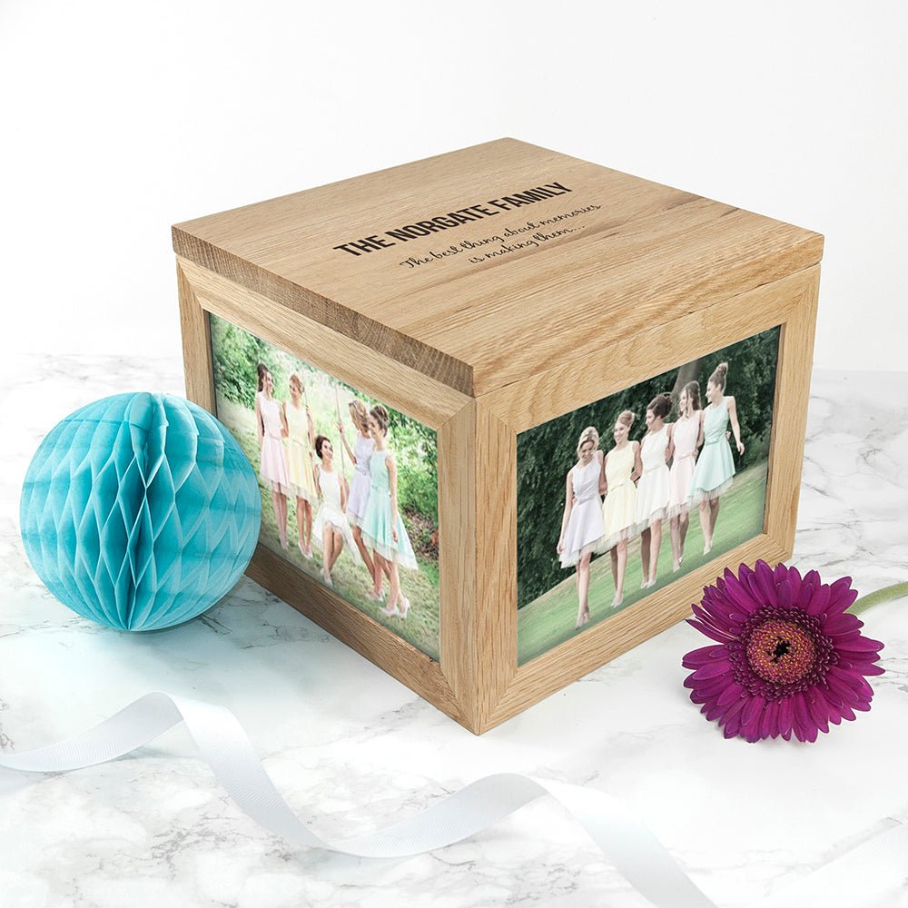 Personalised We Are Family Oak Photo Keepsake Box