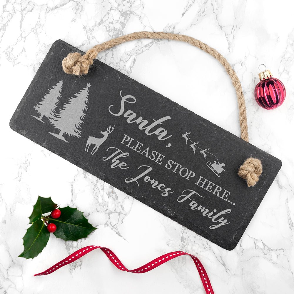 Personalised We Believe Santa Slate Hanging Sign