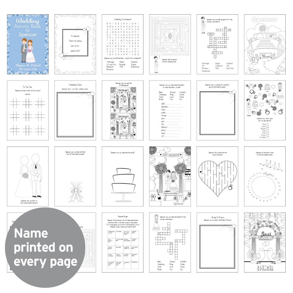 Personalised Wedding Activity Book For Boys