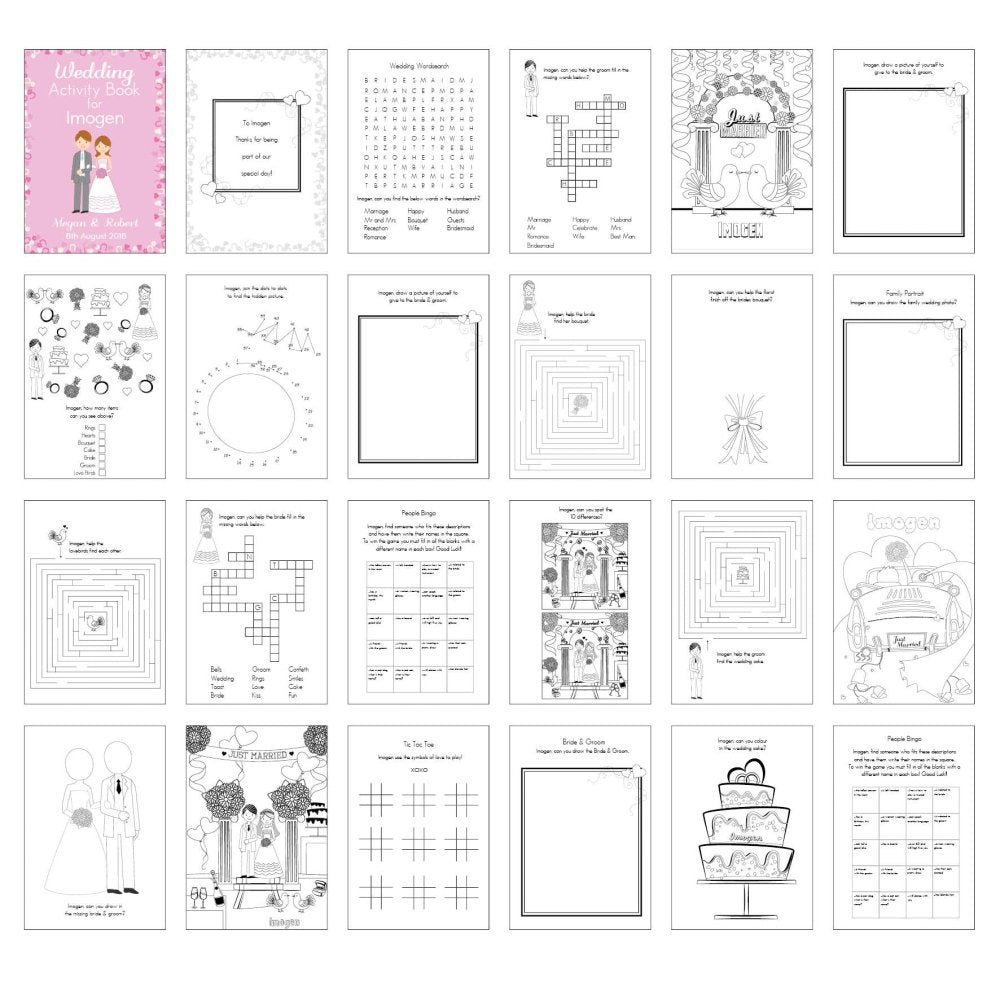 Personalised Wedding Activity Book For Girls
