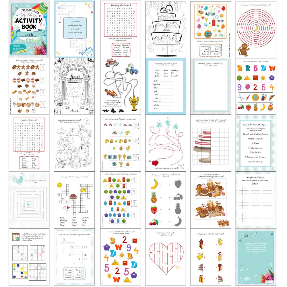 Personalised Wedding Activity Book With Stickers