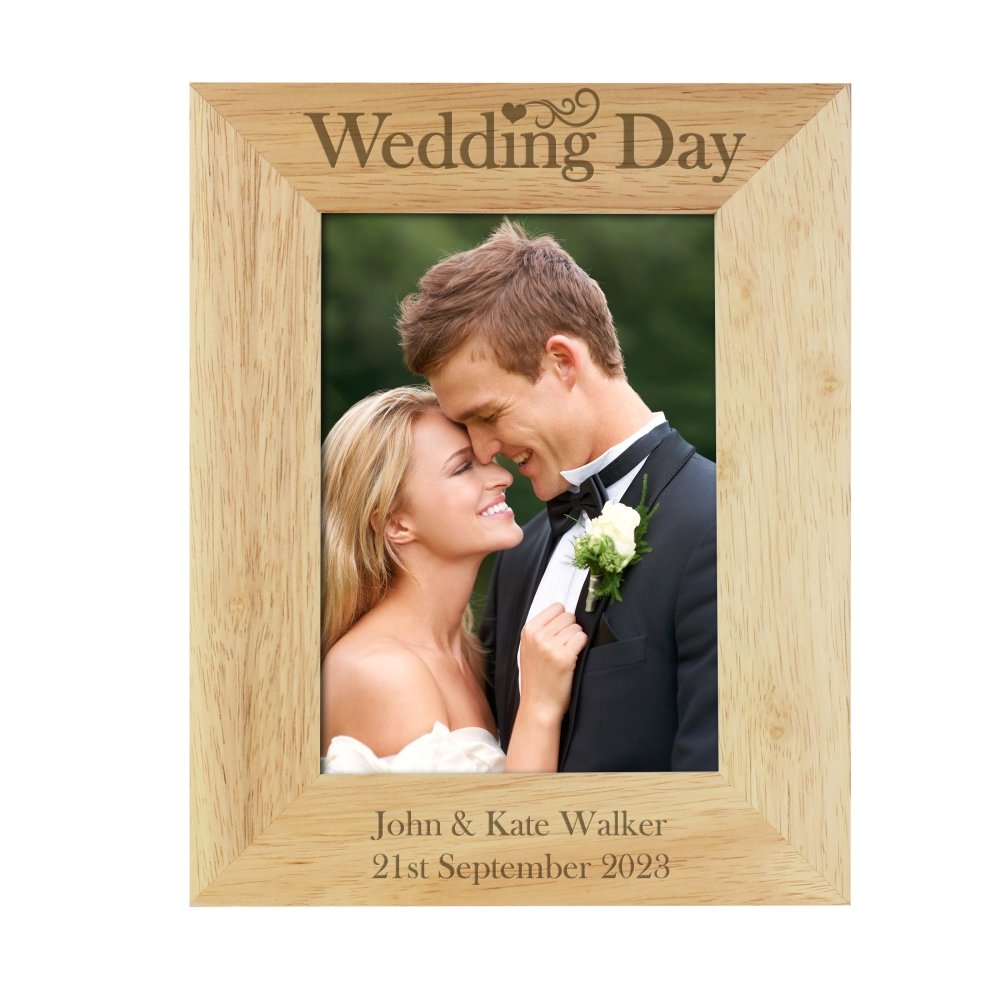 Personalised Wedding Day 5x7 Inch Wooden Photo Frame