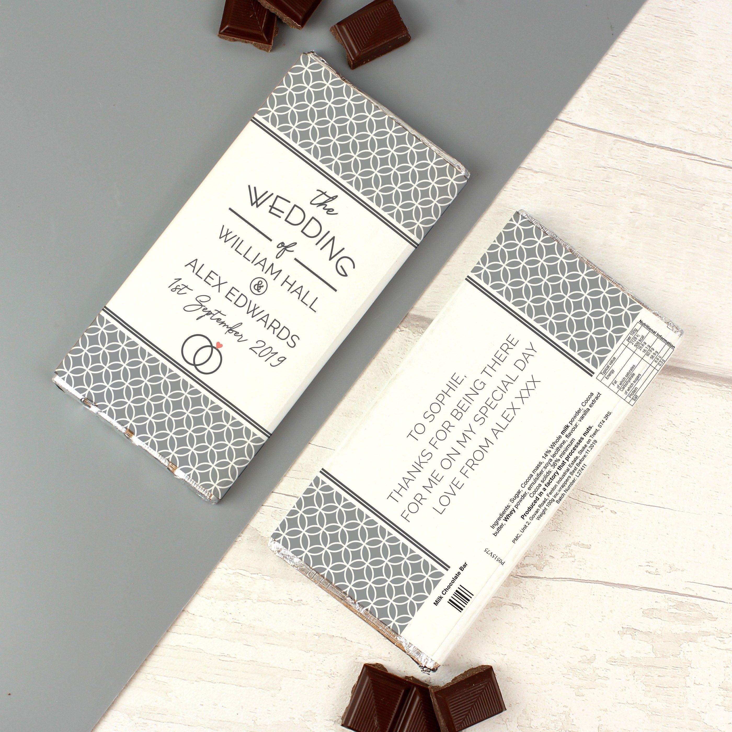 Personalised Wedding Milk Chocolate Bar