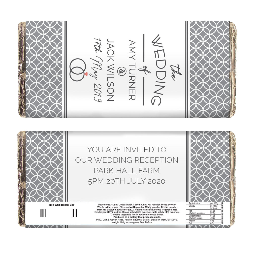 Personalised Wedding Milk Chocolate Bar