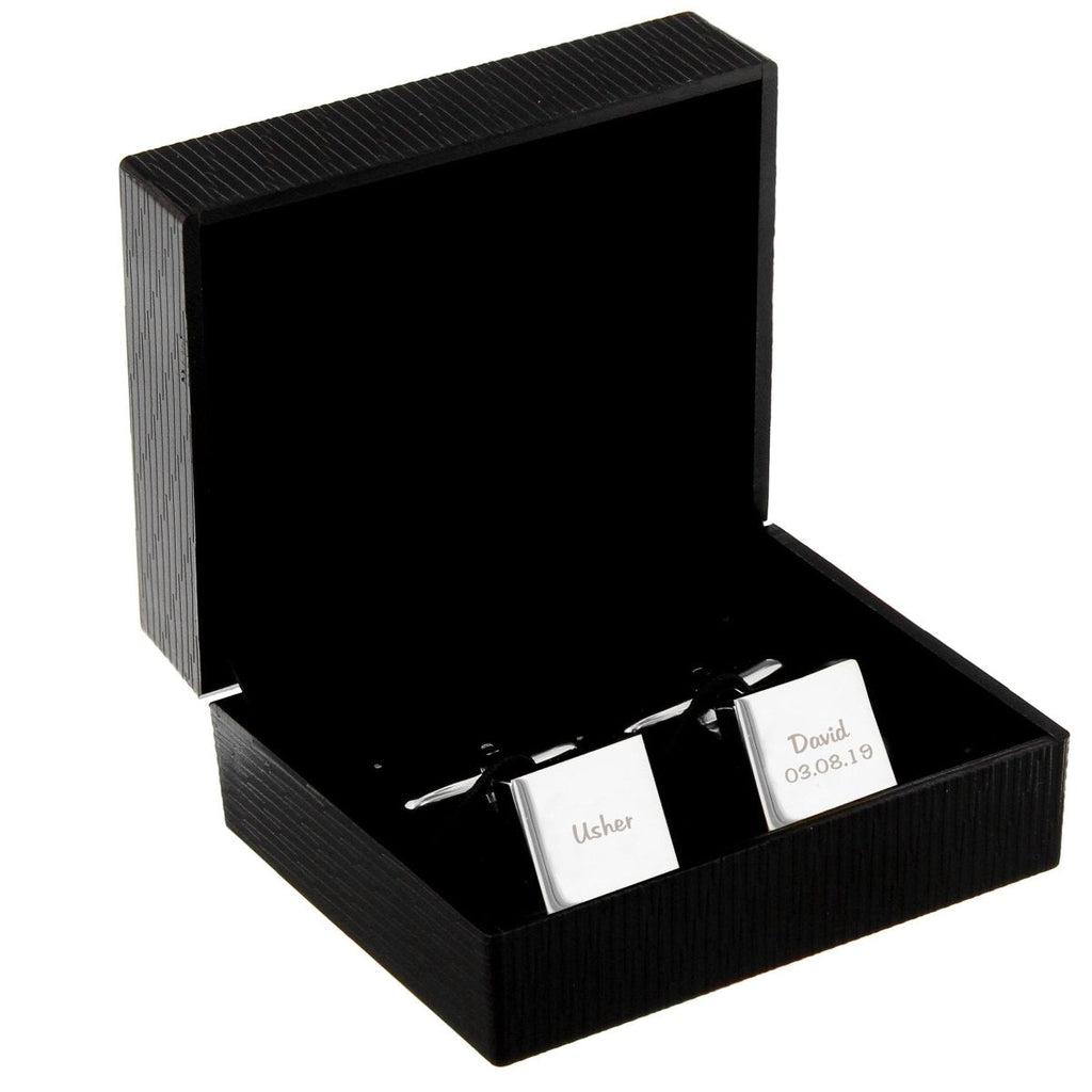 Personalised Wedding Role Square Cufflinks -1 Line